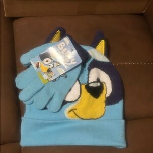 Kids Bluey was Hat and Gloves Set - Blue and Yellow